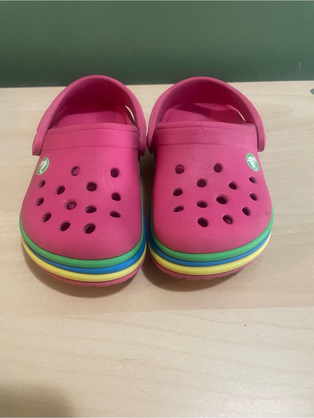 Kids Crocs with Rainbow Trim - size 6